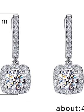 Sterling Silver Crystal Drop Earrings - White